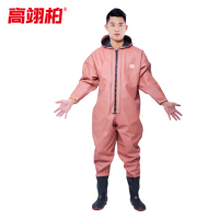 高翊柏 17030451 全身下水裤 100丝红色橡胶袖口款 42码 pvc涉水裤加厚耐磨连体防水背带裤洗车防水裤