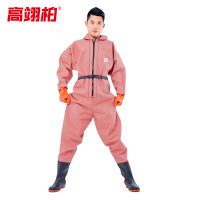 高翊柏 17030458 全身下水裤 100丝红色橡胶手套款 37码 pvc涉水裤加厚耐磨连体防水背带裤洗车防水裤
