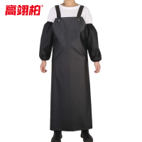 高翊柏 17030590 PVC双肩背带围裙 黑色+套袖 110*80cm 防水防油加厚加长围兜 实验室耐酸碱挂脖围腰