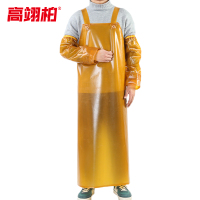 高翊柏 17030573 防油牛筋围裙 黄色+套袖 120*80cm 防水加厚加长耐磨围兜 实验室工作耐酸碱挂脖围腰