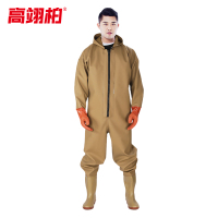 高翊柏 17030485 全身下水裤 100丝黄色针织手套款 40码 pvc涉水裤加厚耐磨连体防水背带裤洗车防水裤