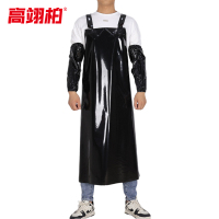 高翊柏 17030626 TPU围裙 黑色双肩款+套袖 110*80cm 防水防油加厚加长耐磨围兜 工作耐酸碱挂脖围腰
