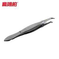 高翊柏 33010959 304不锈钢带齿镊子 弯尖 10cm 加厚加圆手术镊敷料镊组织镊子