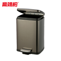 高翊柏 32030357 不锈钢脚踏分类垃圾桶 9L黑金色单桶 酒店大堂立式商场电梯厅垃圾箱不锈钢烟灰桶