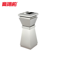 高翊柏 32030369 不锈钢烟灰垃圾桶 201砂钢银 30*30*73cm 酒店大堂电梯口烟灰桶吸烟室商场灭烟筒