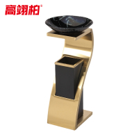 高翊柏 32030401 新概念烟灰缸垃圾桶 大理石盆S型款-钛金 28*22*74cm 酒店大堂电梯口吸烟室商场烟灰桶