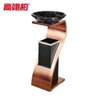 高翊柏 32030400 新概念烟灰缸垃圾桶 大理石盆S型款-玫瑰金 28*22*74cm 酒店电梯口吸烟室商场烟灰桶