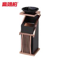 高翊柏 32030406 新概念烟灰缸垃圾桶 大理石盆方管款-玫瑰金 32*30*81cm 酒店电梯口吸烟室商场烟灰桶