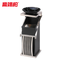 高翊柏 32030408 新概念烟灰缸垃圾桶 大理石盆方管款-砂钢银 32*30*81cm 酒店电梯口吸烟室商场烟灰桶