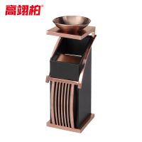 高翊柏 32030409 新概念烟灰缸垃圾桶 不锈钢盆方管款-玫瑰金 32*30*81cm 酒店电梯口吸烟室商场烟灰桶