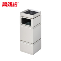 高翊柏 32030469 不锈钢烟灰垃圾桶 603砂钢银 28*28*76cm 酒店大堂电梯口烟灰桶吸烟室商场灭烟筒