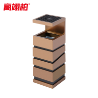 高翊柏 32030479 不锈钢烟灰垃圾桶 607砂黑玫瑰金 28*28*78.5cm 酒店电梯口烟灰桶吸烟室商场灭烟筒