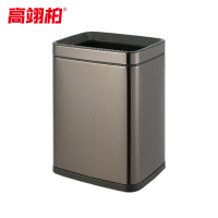 高翊柏 32030519 双层不锈钢垃圾桶 黑金10L-方形直投 酒店宾馆办公室商用环境桶客厅厕所卫生桶垃圾篓
