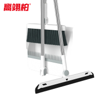 高翊柏 32040203 扫把簸箕组合套装(折叠款+刮水器)白色3件套 办公室厂房用软毛扫地角度旋转笤帚