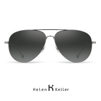 海伦凯勒(Helen Keller) 海伦凯勒太阳镜开车蛤蟆镜时尚出街墨镜男H1284- P01 枪灰色框渐进深灰 枪灰