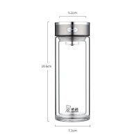 希诺(HEENOOR) 双层玻璃杯男女士大容量商务出差办公室泡茶家用车载高档水杯L601 360ML