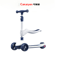 cakalyen2岁宝宝滑板车儿童6岁可坐可骑滑二合一可折叠单脚滑滑车 颜色随机 (无足球) 白蓝色