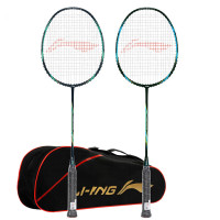 李宁(LI-NING) 全碳素超轻训练羽毛球拍AYPR202 黑蓝/黑绿(已穿线/双拍)HJ