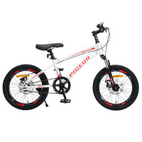 飞鸽 儿童自行车6-10-15岁碟刹山地车男孩变速减震中学生女孩脚踏车 单速 18寸 白红 建议身高125-145cm