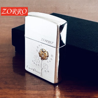 zorro佐罗 正品纯黄铜砂轮防风煤油打火机轻奢幸运石四叶幸运草礼 Z91872