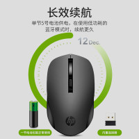 惠普(HP)S1000无线蓝牙鼠标办公鼠标轻音金属防滑滚轮笔记本电脑台式机通用 黑色 [双模款]