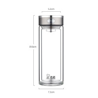 希诺(HEENOOR) 双层玻璃杯 男女士大容量商务出差办公室泡茶家用车载高档水杯 L601 360ML