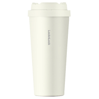 乐扣乐扣(LOCK&LOCK)元气弹跳咖啡杯商务办公马克杯便携车载大容量保温杯随行杯 550ML LHC3249米白色