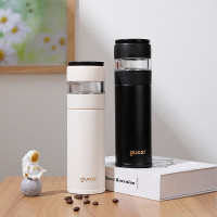 果兹(GUOZI)GZ-B53瑞享智能泡茶杯黑色不锈钢温显杯下茶仓350ml上茶仓100ml