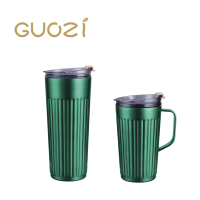 果兹(GUOZI)GZ-B39摩卡星途咖啡杯套装不锈钢带盖保温水杯马克杯350ml+500ml