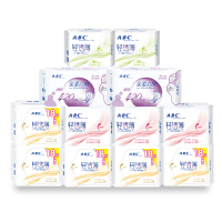 ABC KMS轻薄透棉柔日夜组合12包共136片(日用90片+夜用24片+迷你日用16片+立围加长夜用6片)卫生巾套装