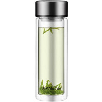 富光 玻璃杯 大容量双层水杯 便携直身玻璃茶杯 380ML家用办公泡茶杯子 X1804-SP-380