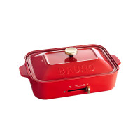 BRUNO多功能料理锅电火锅电煮锅分体式蒸锅家用不粘煎烤锅(平盘+深锅+蒸架)BOE021-RD-TQA