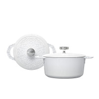 BREGUET宝玑传世珐琅锅4L铸铁锅平底双耳煲汤锅24CM 月光白 BGB2401