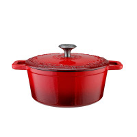 BREGUET宝玑琅彩珐琅锅4L铸铁锅平底双耳炖锅煲汤锅4CM 经典红BGA2401