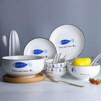 敏杨陶瓷 碗碟套装 陶瓷碗盘年年有鱼28头餐具套装