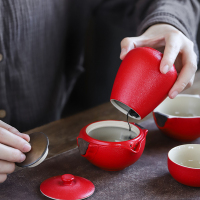 知者覺器云肩便携收纳茶具(带茶叶罐)陶瓷茶壶茶杯套装