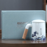 知者覺器海浪个人杯白瓷茶具