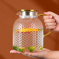 果兹GUOZI锤纹玻璃多用花茶壶GZ-J011家用大容量凉水壶柠檬水壶1000ml