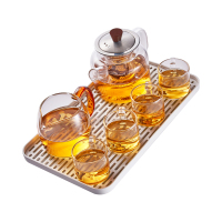 果兹(GUOZI)格物茶具套装 高硼硅玻璃茶具整套茶具带茶盘一壶四杯 GZ-S73