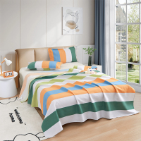 天琴极简主义-粗布印花三件套 全棉透气粗布凉席家用老式床单TQ-S65