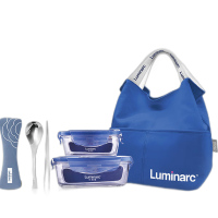 乐美雅(Luminarc)钢化玻璃保鲜盒便当盒套装可微波可冷藏 凡尔赛四件套LC-FJP238
