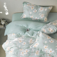 水星家纺棉四件套床单被套枕套床上用品1.5米床 风沐花意