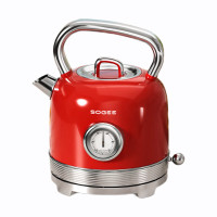 小质电热水壶复古烧水壶电水壶开水壶家用2L大容量304不锈钢全自动煲水壶红色SA08A