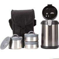 乐扣乐扣(LOCK&LOCK)一体式保温饭盒桶2000ml便携三层大容量不锈钢LHC8034 深灰色