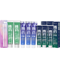 腾药牙膏组合(绿茶牙膏120g*2+修复留兰香牙膏90g*3+双薄荷牙膏90g*3+牙刷双支*2)