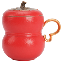 万仟堂(EDENUS)马克杯 简约办公杯茶杯 带盖创意大容量随手杯360ml 事事如意 红色