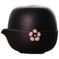 万仟堂(EDENUS)快客杯旅行茶具便携一壶一杯套装简易茶具150ml 梅花客 黑铁釉