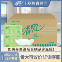 清风 软包抽取式面巾纸 BR38AE1 190*132mm双层 200抽/包 3包/提 16提/箱
