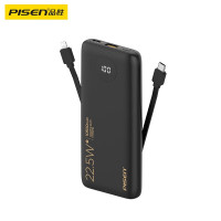 品胜[3C认证]自带双线充电宝10500毫安22.5W快充移动电源 黑色