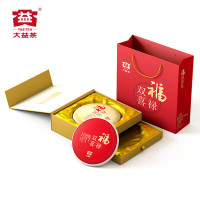 大益TAETEA普洱茶生熟茶组合 福禄双喜双饼礼盒357g*2饼(单位:盒)